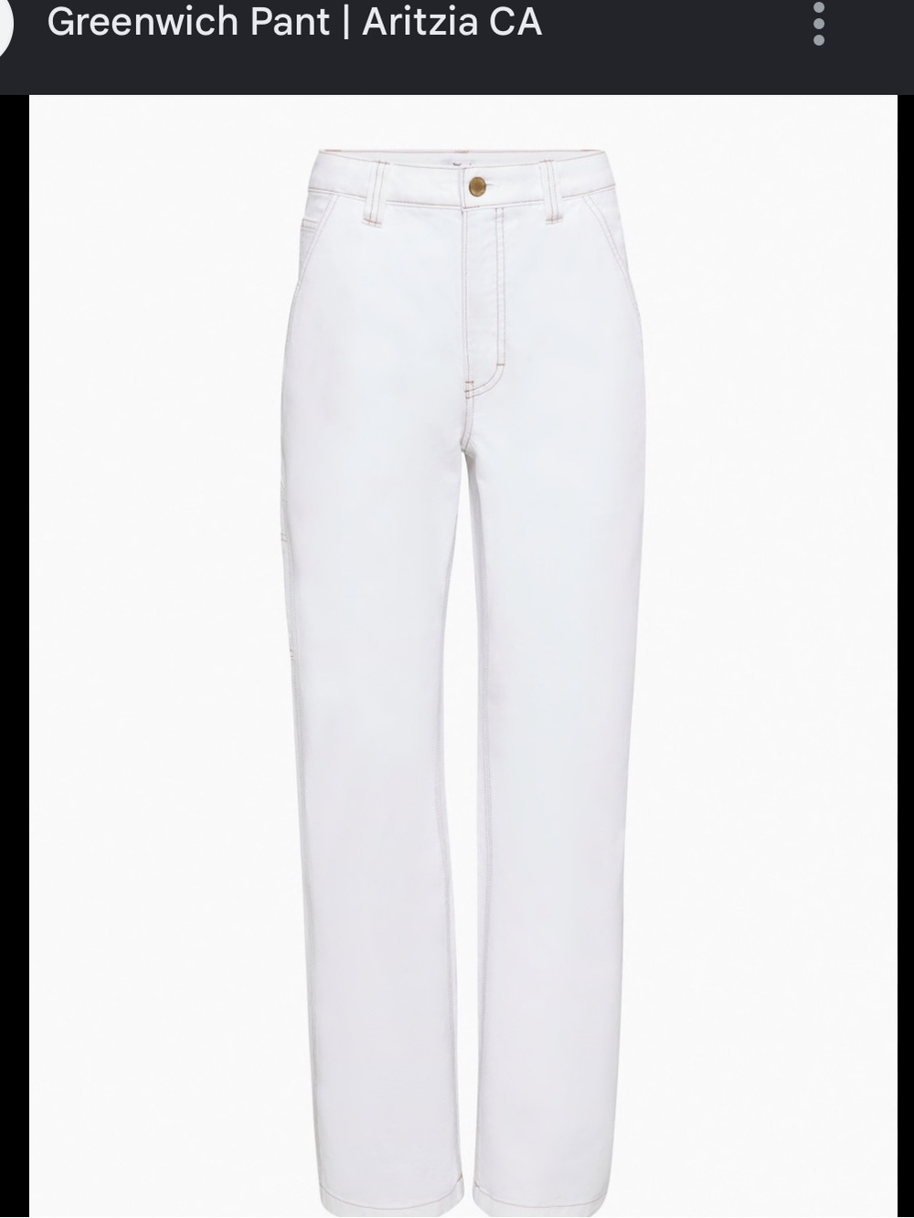 Aritzia White Straight-Leg Greenwich Pants